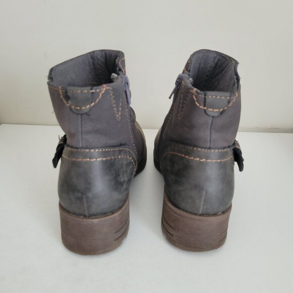 Earth Origins Prairie Phoenix Zip Up Gray Leather Suede Ankle Boots Size 6.5M - Picture 4 of 10